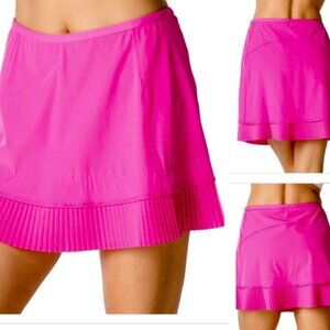 IBKUL Crystal Pleated Mini Skort Pockets Pink Y2K Style Tennis Golf PickleBall